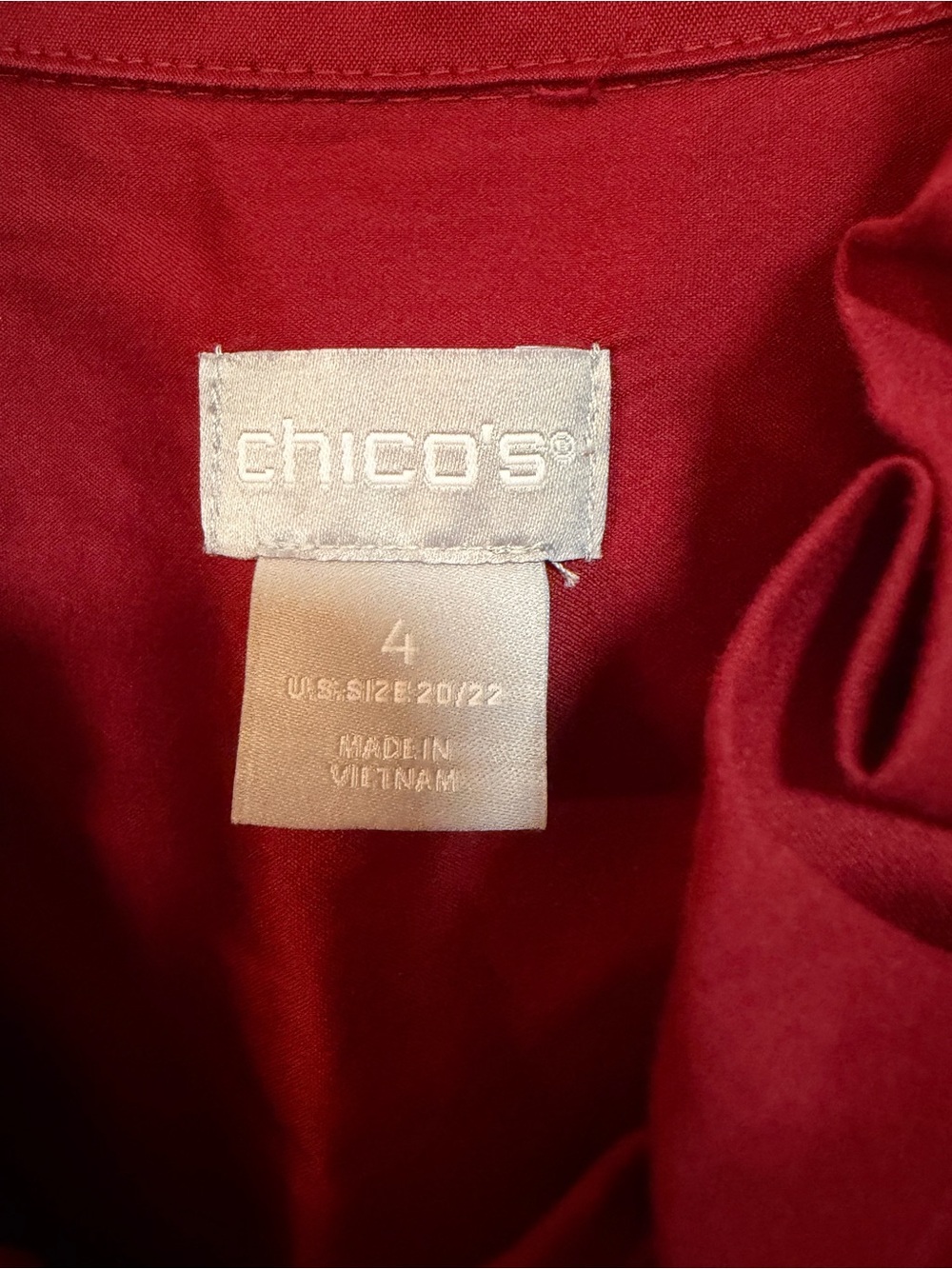 Chico's Red Ruffled V-Neck Tunic - Picture 5 of 7